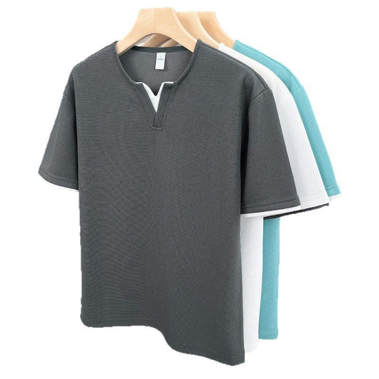 Damen Kurzarmshirt mit modernem V-Ausschnitt und atmungsaktivem Waffeljersey Fudus