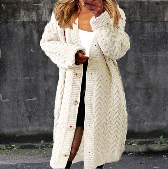 Damen Grobstrick-Jacke mit eleganten Knopfdetails und lässigem Schnitt Fudus