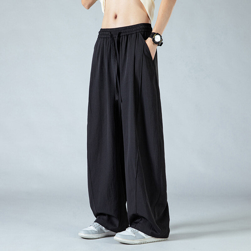 Herren Bequeme und lässige Stoffhose mit elastischem Bund und weit geschnittenem Schnitt Fudus
