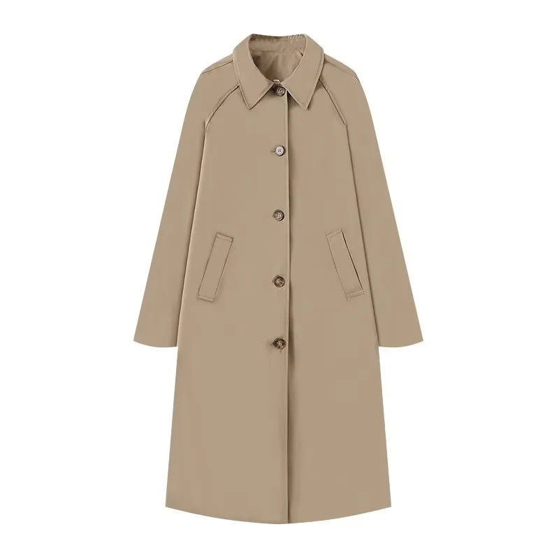 Damen klassischer Trenchcoat mit schickem Reverskragen und praktischen Taschen Fudus
