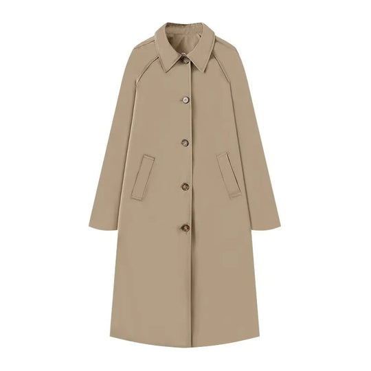 Damen klassischer Trenchcoat mit schickem Reverskragen und praktischen Taschen Fudus