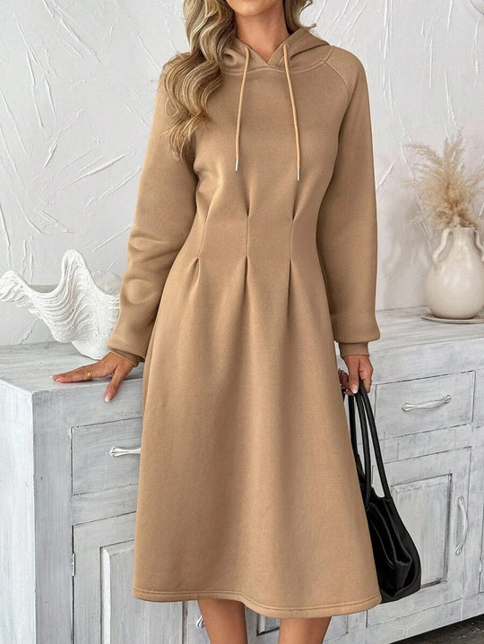Damen Kapuzenkleid mit eleganter Faltenstruktur und praktischem Taschendesign Fudus