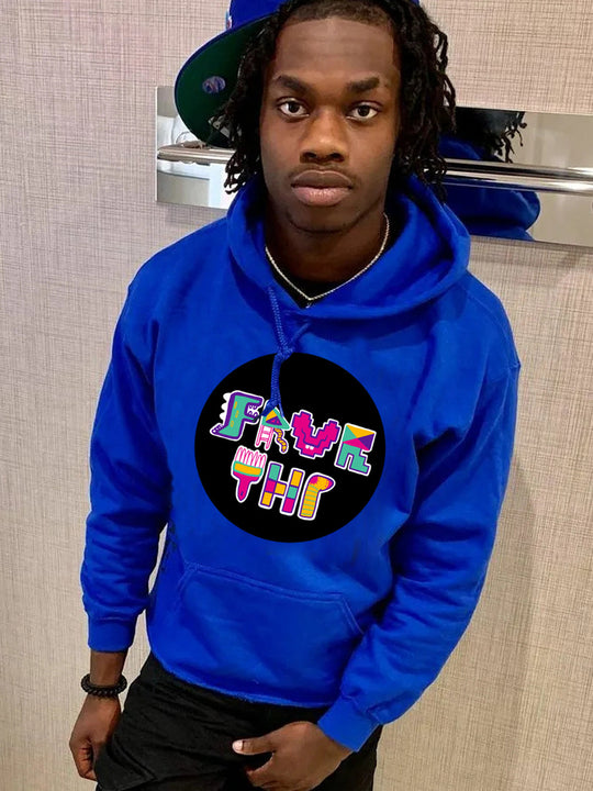 Damen modischer Kapuzenpullover mit auffälligem Grafikdesign und bequemen Kängurutaschen Fudus