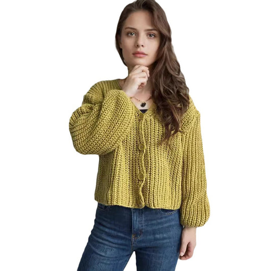 Damen Grobstrickjacke mit modischen Knopfdetails und lässigem Schnitt Fudus