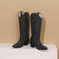 Stiefel Damen Knielang Western Stiletto Verziert