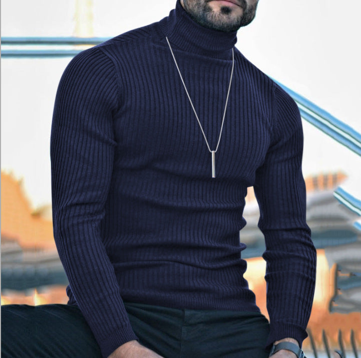 Herren Hochwertiger Rollkragenpullover mit strukturiertem Design Fudus