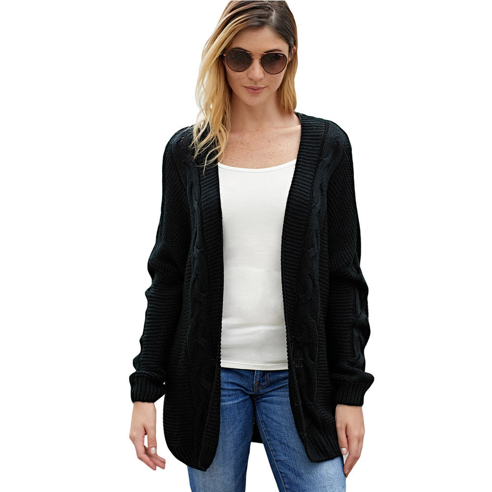 Damen Grobstrickcardigan mit Zopfmuster und lässigem Schnitt Fudus