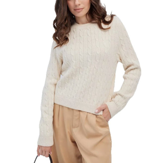 Damen kuscheliger Strickpullover mit Zopfmuster Fudus