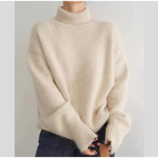 Damen Kuscheliger Rollkragenpullover aus hochwertiger Wolle Fudus