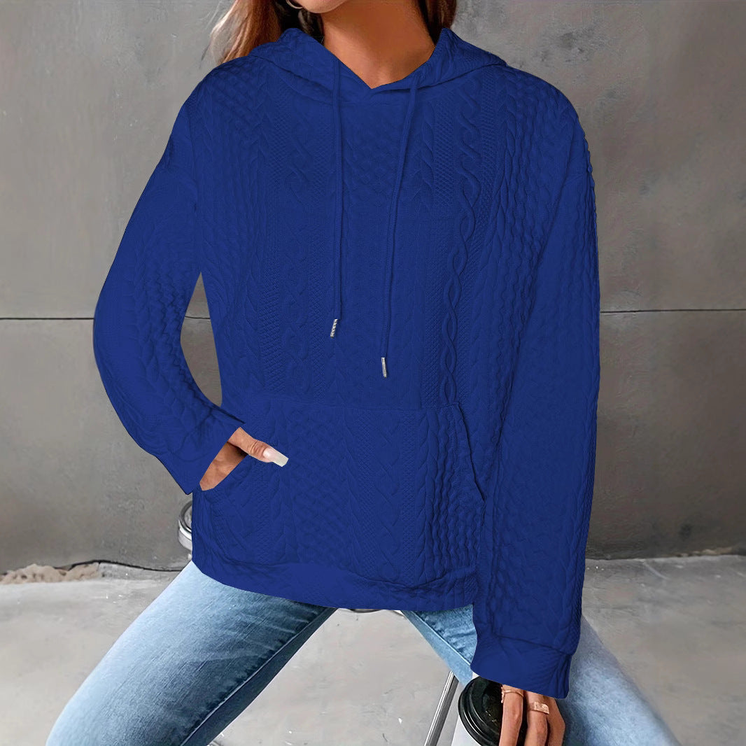 Damen Kuscheliger Strickpullover mit Kapuze und Details im Waffelmuster Fudus