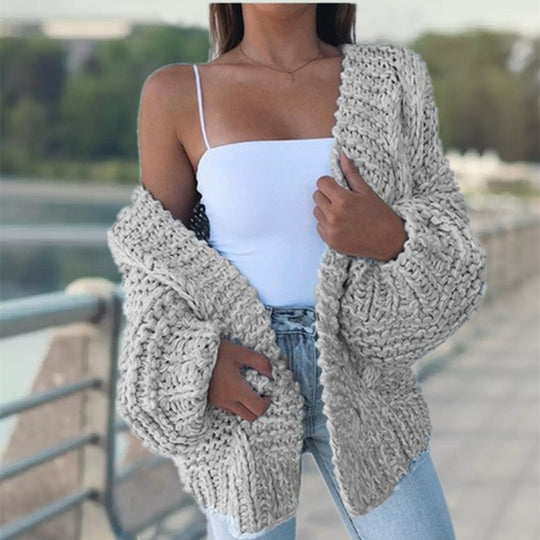 Damen Grobstrickcardigan mit oversized Ärmeln und lässigem Schnitt Fudus