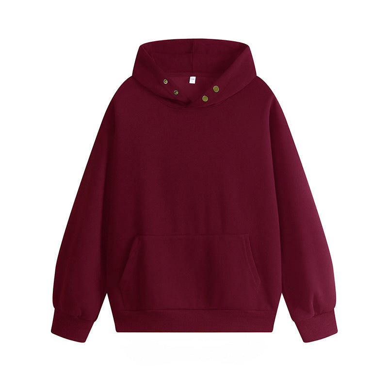 Damen Kapuzenpullover mit innovativem Schnitt und praktischen Druckknöpfen Fudus