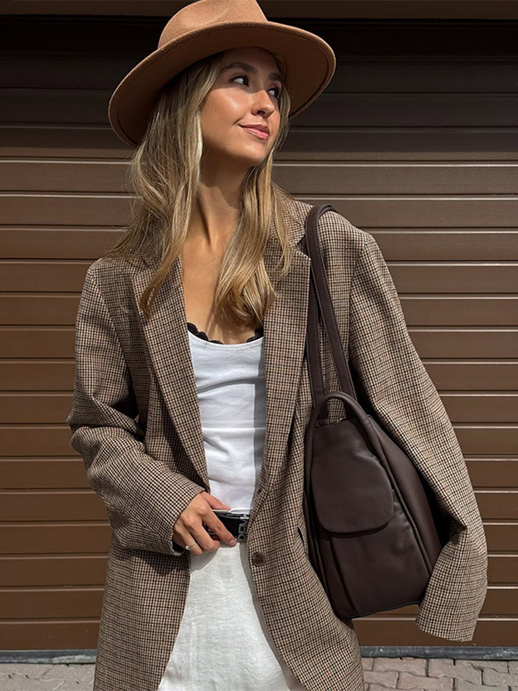 Damen Houndstooth Blazerjacke Fudus