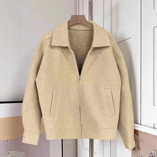 Damen lässige Oversize-Jacke mit durchgehendem Reißverschluss und Taschen Fudus