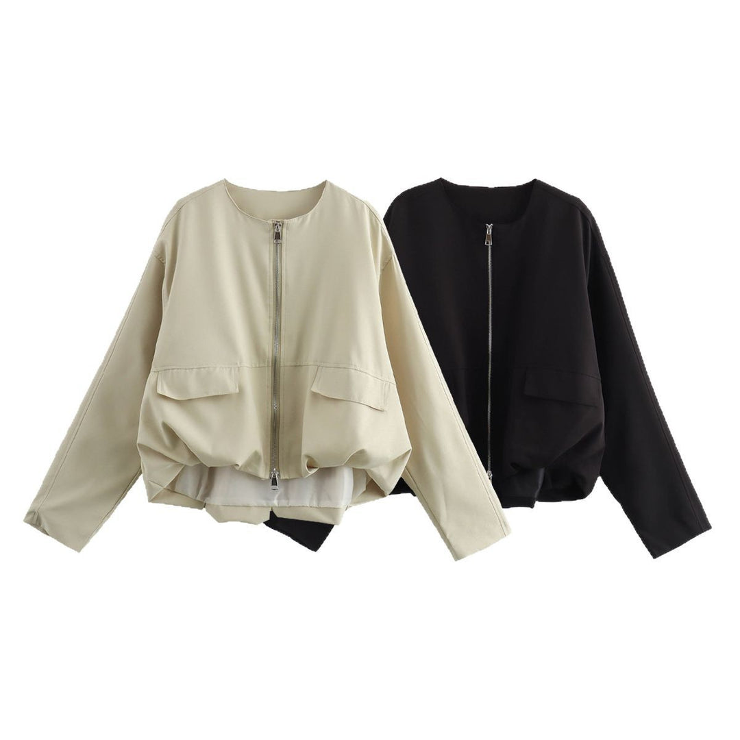 Damen lässige Jacke mit praktischen Taschen und Reißverschluss Fudus