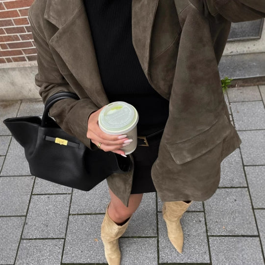 Damen Hochwertige Blazerjacke aus strukturiertem Material Fudus