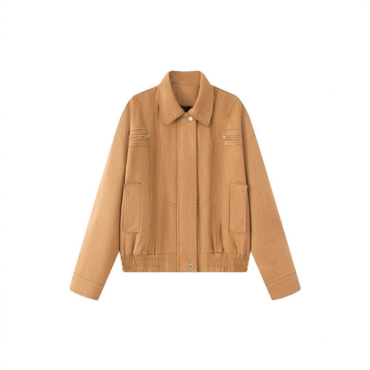 Damen lässige Freizeitjacke mit hohem Kragen und praktischen Taschen Fudus