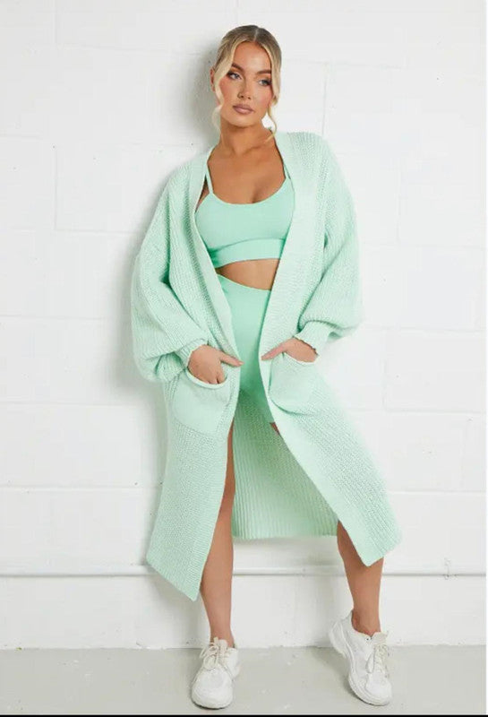 Damen Langstrickjacke mit grober Maschenstruktur und praktischen Taschen Fudus