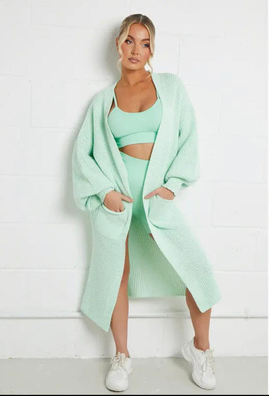 Damen Langstrickjacke mit grober Maschenstruktur und praktischen Taschen Fudus