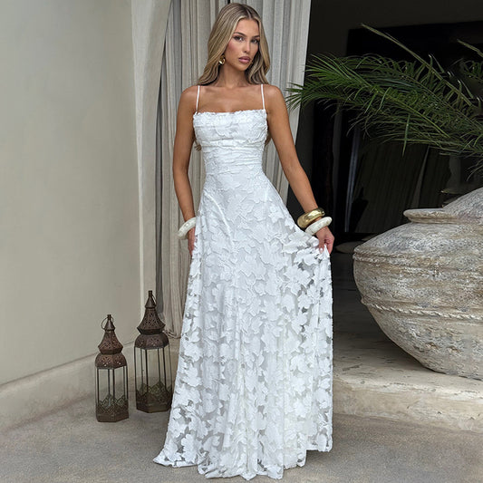 Damen Elegantes Abendkleid mit feinen Blumenmustern und raffinierten Details