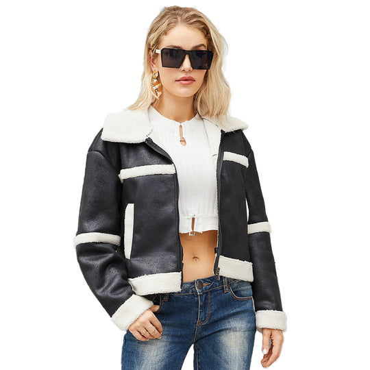 Damen Kuschelige Jacke mit Kunstfell Fudus