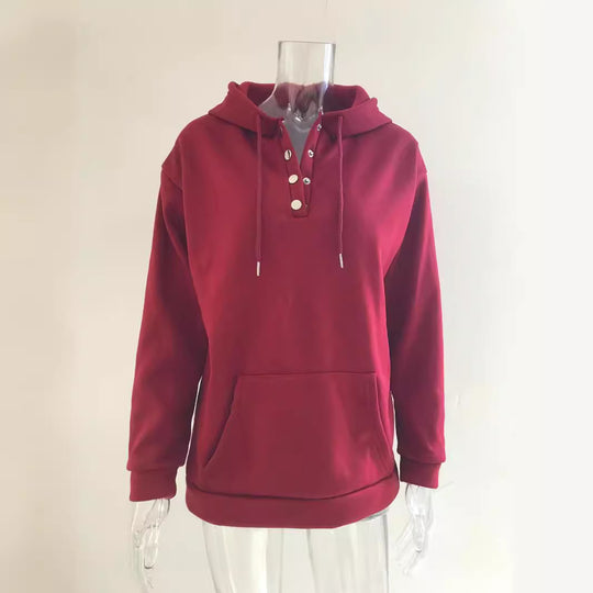 Damen Hoodie mit Knopfdetails und praktischen Taschen Fudus