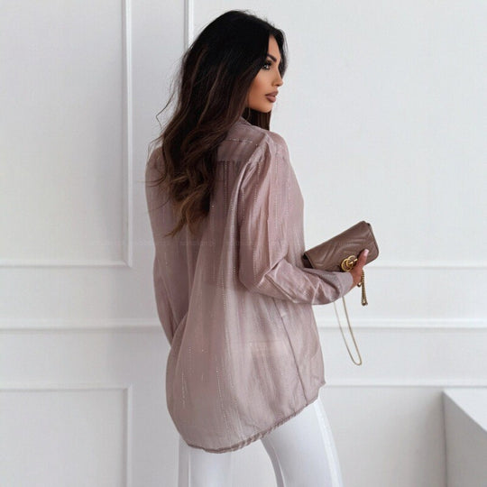 Damen lässige Bluse mit filigranem Glanz Fudus