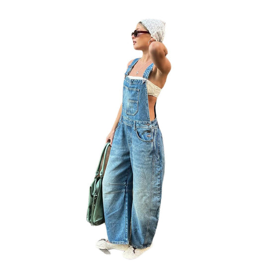 Damen Lässige Jeans Latzhose Fudus