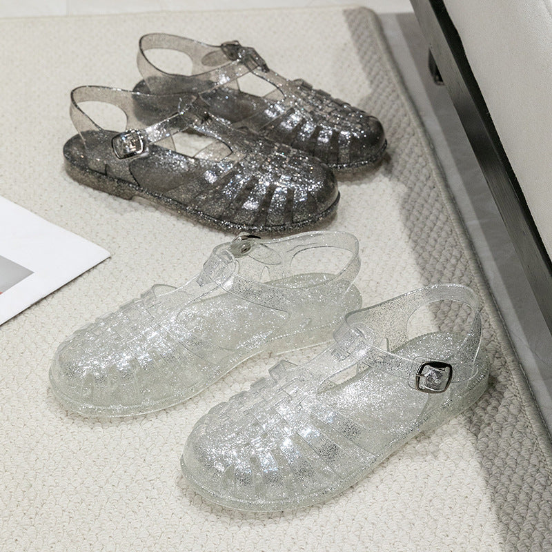 Damen Glitzernde Freizeit Sandalen mit Riemchen
