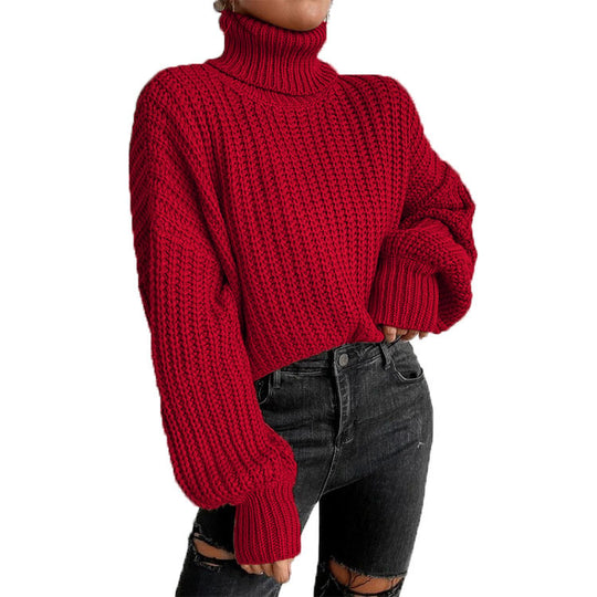 Damen kuscheliger Rollkragenpullover mit strukturiertem Strickmuster Fudus