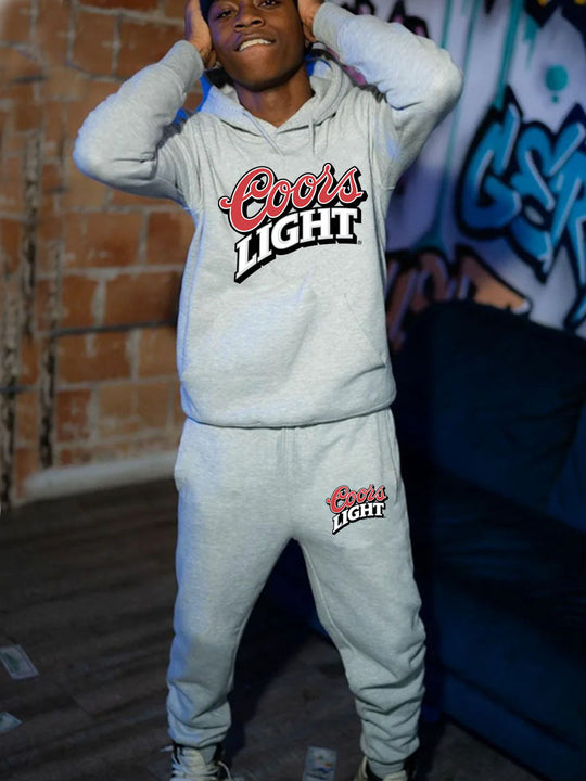 Damen Hoodie- und Jogginghose-Set mit modernem Logo-Design Fudus