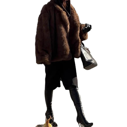 Damen Kunstfelljacke im oversized Design mit lässigem Schnitt Fudus