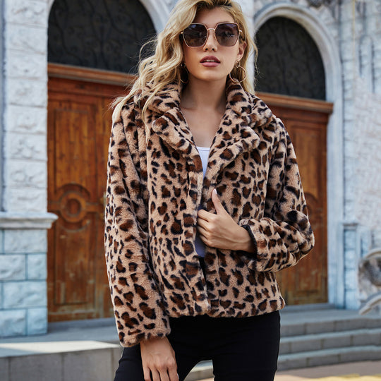Damen Kuschelige Leopardenfelljacke Fudus