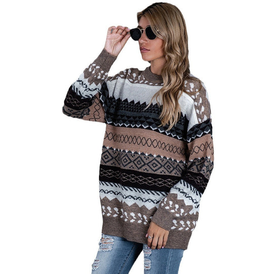 Damen Grobstrickpullover mit elegantem Muster Fudus