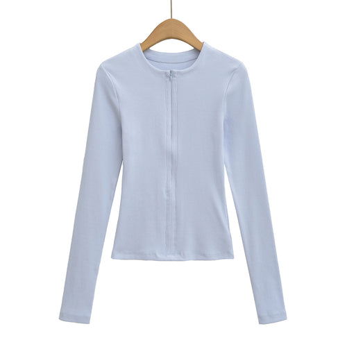 Damen langärmliges Zipper-Oberteil Fudus