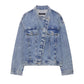Damen Jeansjacke mit asymmetrischem Reißverschluss und vintage Effekt Fudus