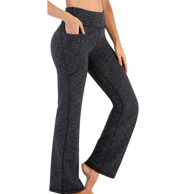 Damen Hochtaillierte Bootcut-Yoga-Hose mit praktischen Taschen Fudus