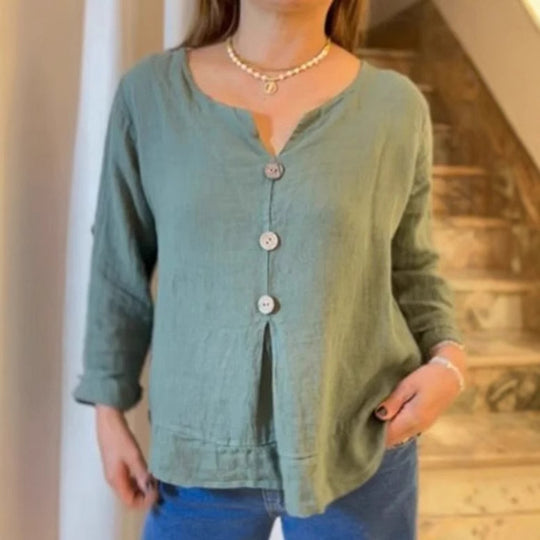 Damen lässige Bluse mit Knopfdetails und luftiger Schnittführung Fudus