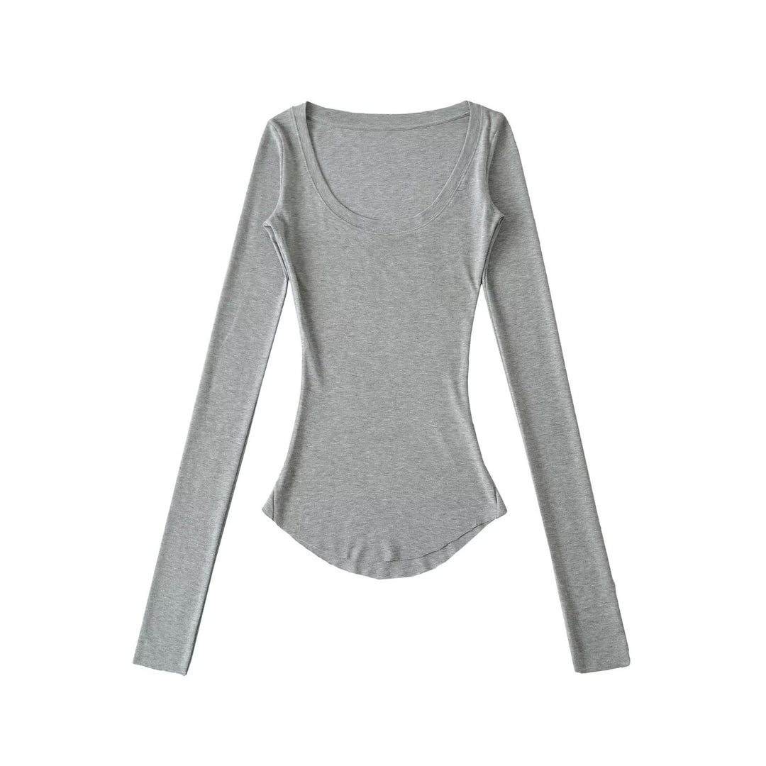 Damen langärmliges T-Shirt mit elegantem Rundhalsausschnitt Fudus