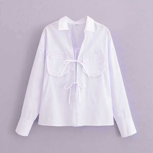 Damen lässige Bluse mit Rüschendetails und Kordelzug Fudus