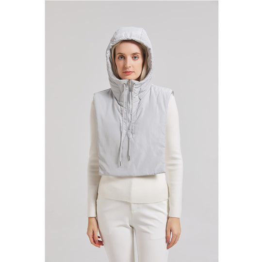 Damen Kapuzenweste mit hohem Kragen und verstellbarem Saum Fudus