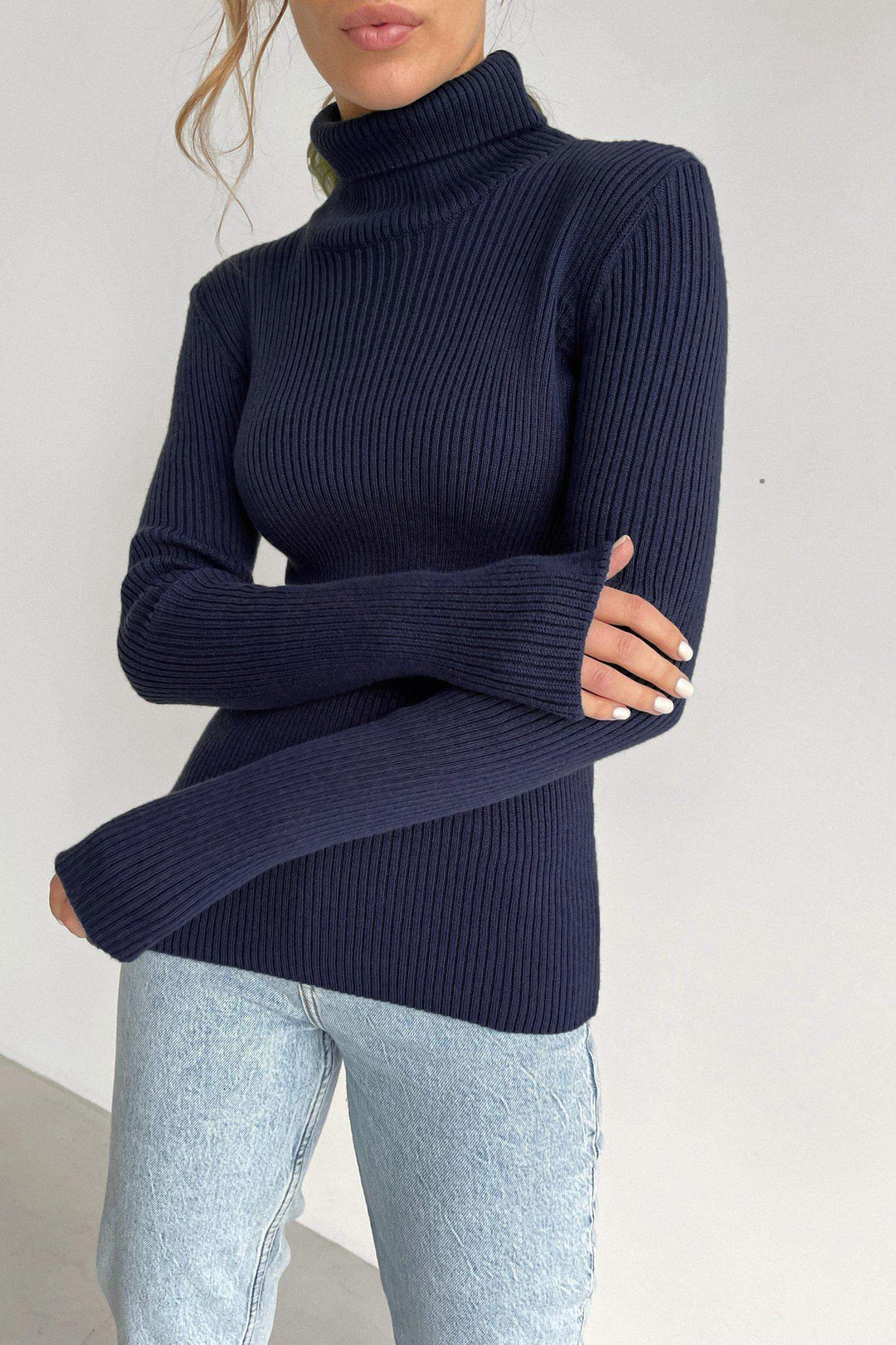Damen Langarmrollkragenpullover Fudus