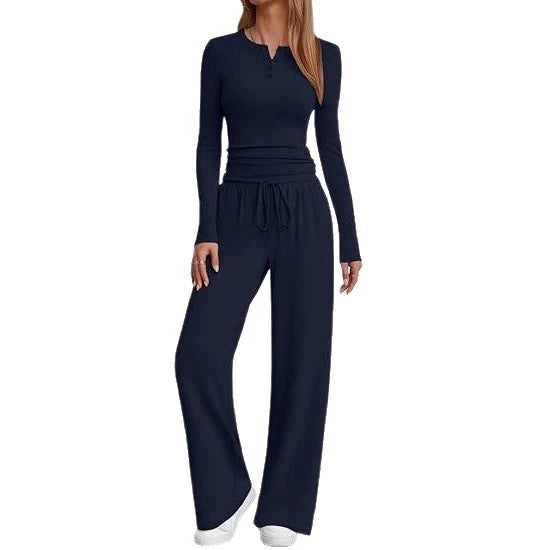 Damen Langärmliges Lounge-Set mit verstellbarem Taillenzug Fudus