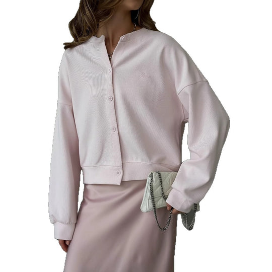 Damen lässige Strickjacke mit feinen Knopfdetails Fudus