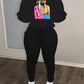 Damen Hoodieset mit künstlerischem Print und bequemen Jogginghose Fudus