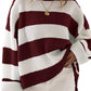 Damen Gestreifter Strickpullover mit weitem Schnitt Fudus