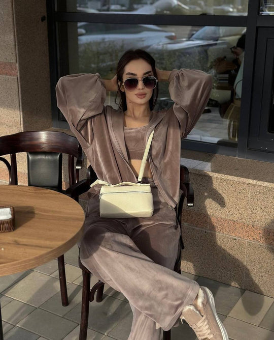 Damen kuscheliges Velours-Loungewear-Set Fudus