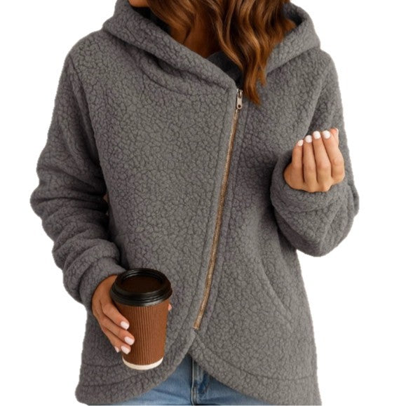 Damen Kuschelige Fleecejacke mit geometrischem Reißverschluss Fudus