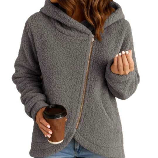 Damen Kuschelige Fleecejacke mit geometrischem Reißverschluss Fudus