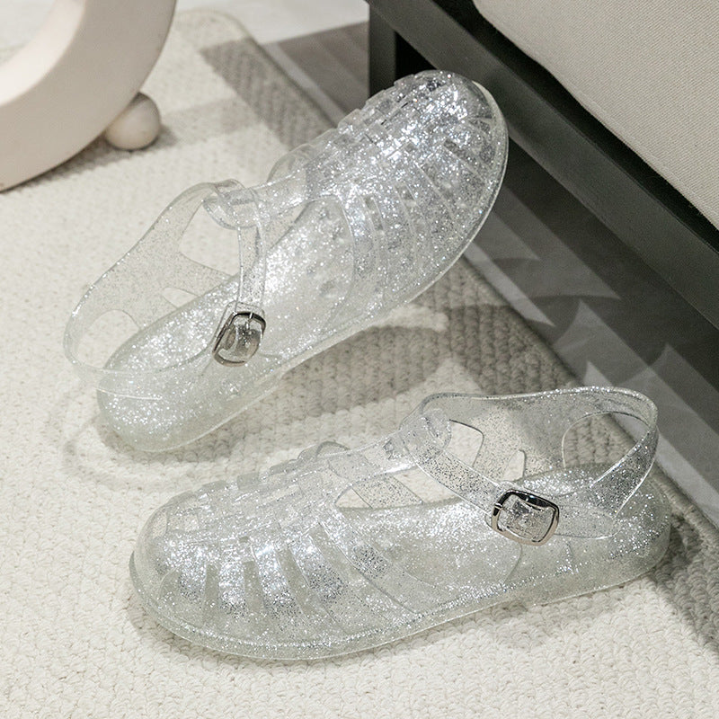 Damen Glitzernde Freizeit Sandalen mit Riemchen